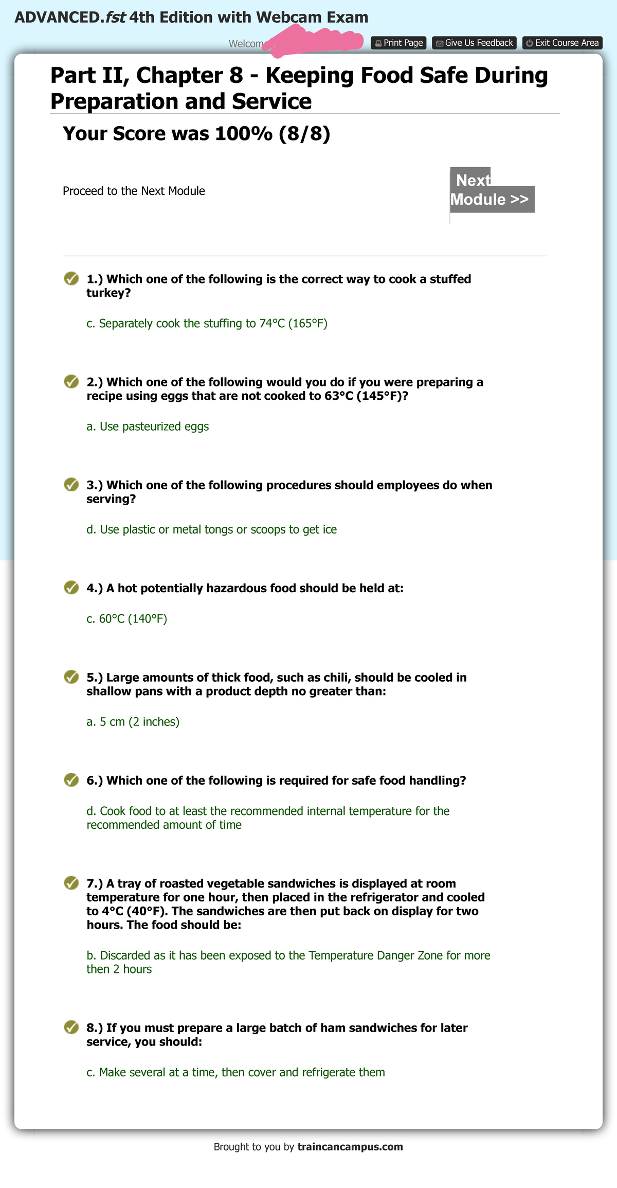 Fst Ch 8: Online Food Safety Course Test - Advanced 4th Edition With 