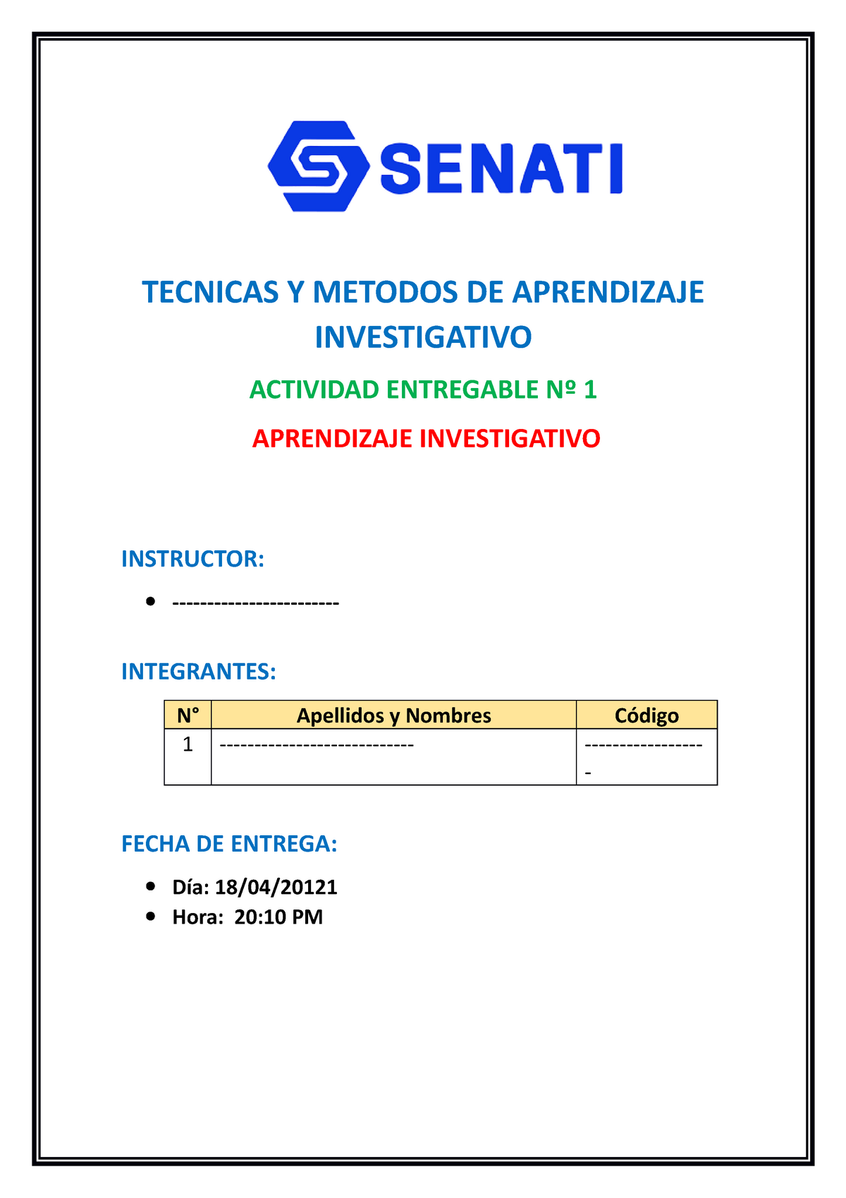 Actividad Entregable 1 Técnicas Y Métodos Senati Tecnicas Y Metodos De Aprendizaje 3556