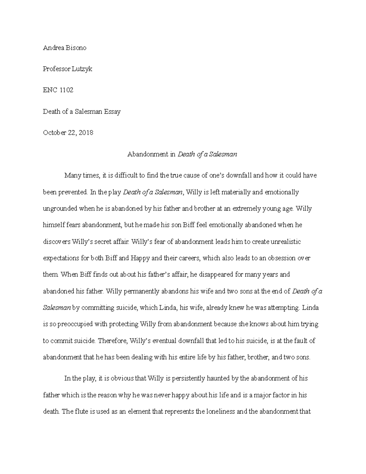 essay for death of a salesman