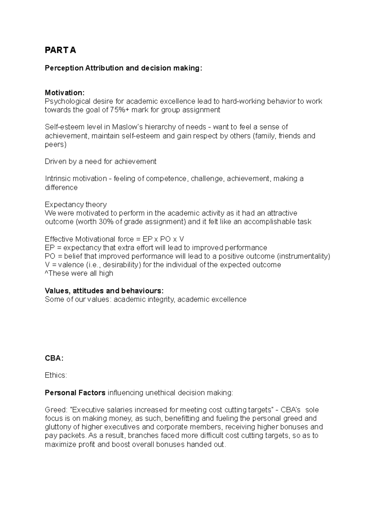 EXAM OB - OB exam notes. - PART A Perception Attribution and decision ...