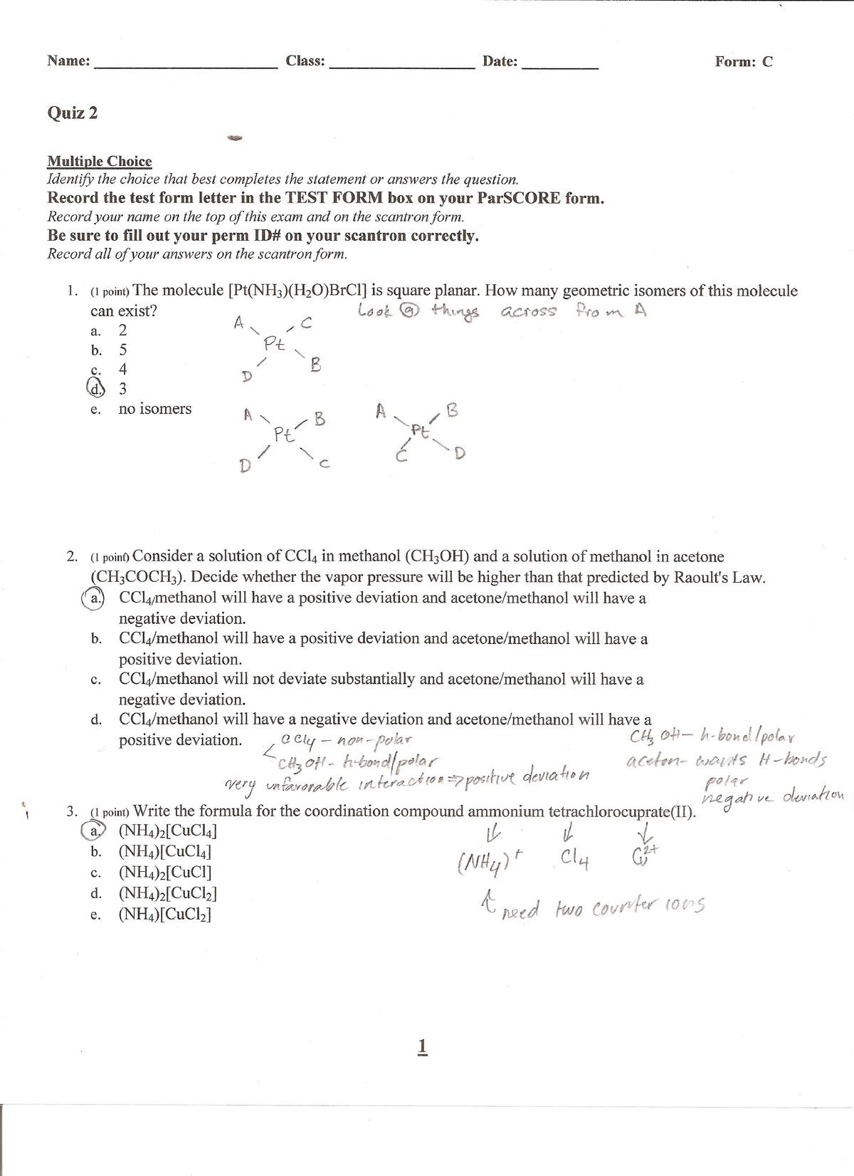 Quiz 2 (v1) Worked Out - CHEM 1C - Studocu