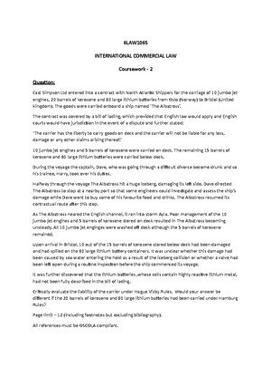 Unit 1 Notes - Introduction to International Commercial Law Also known ...