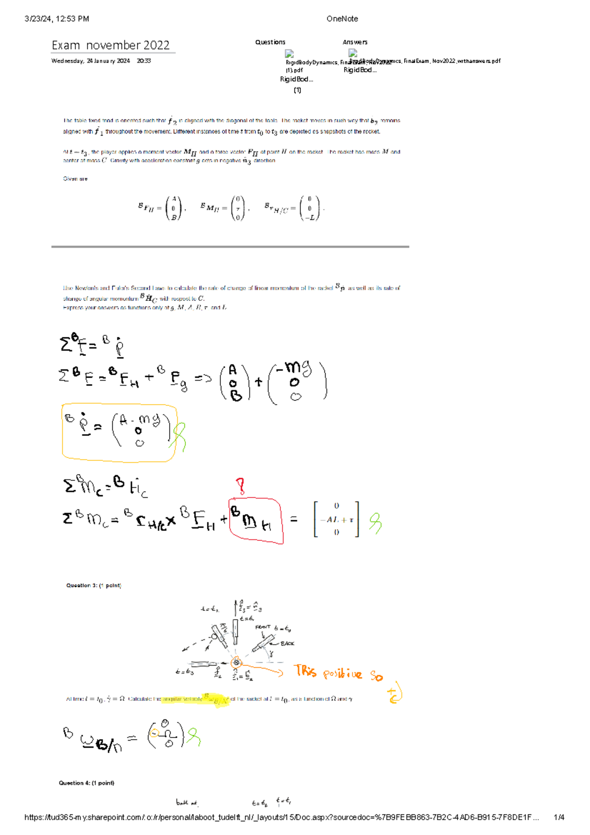 Rigid Body Dynamics Practice Exam With Answers - Multibody Dynamics B ...