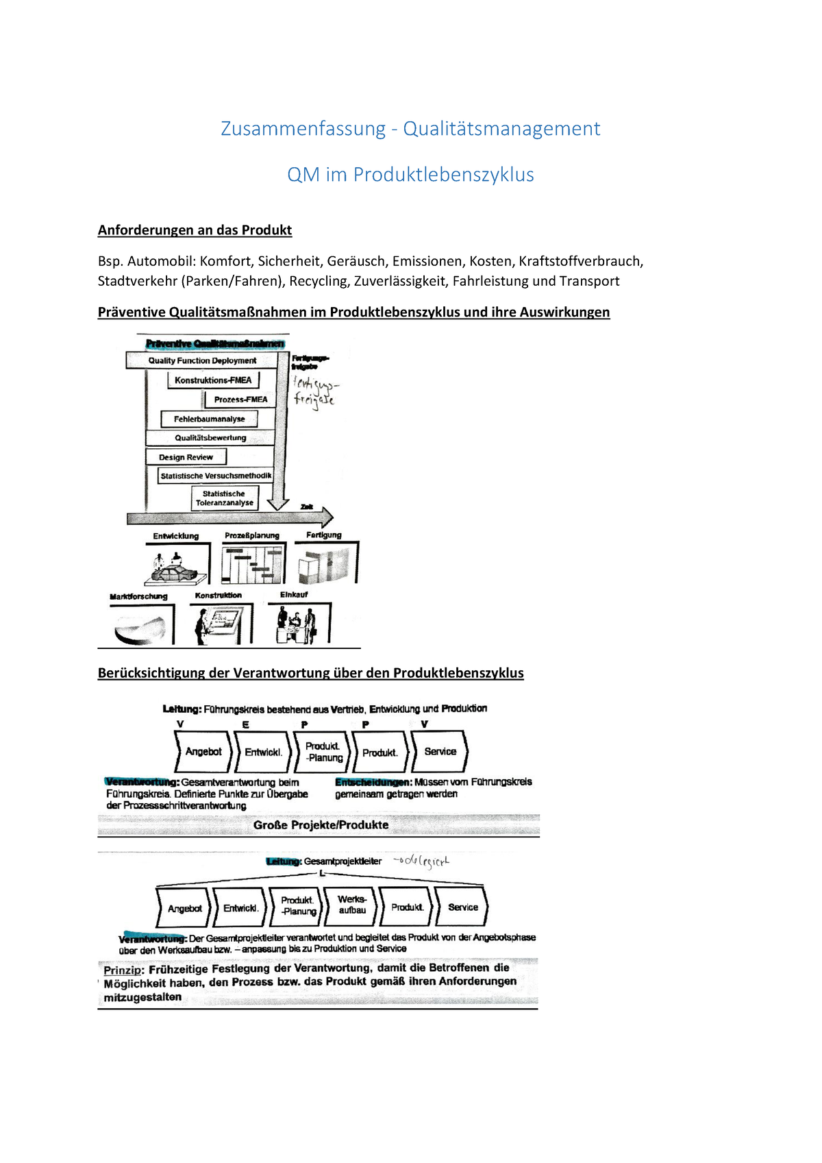 Zusammenfassung 3 QM Im Produktlebenszyklus QM - Zusammenfassung ...