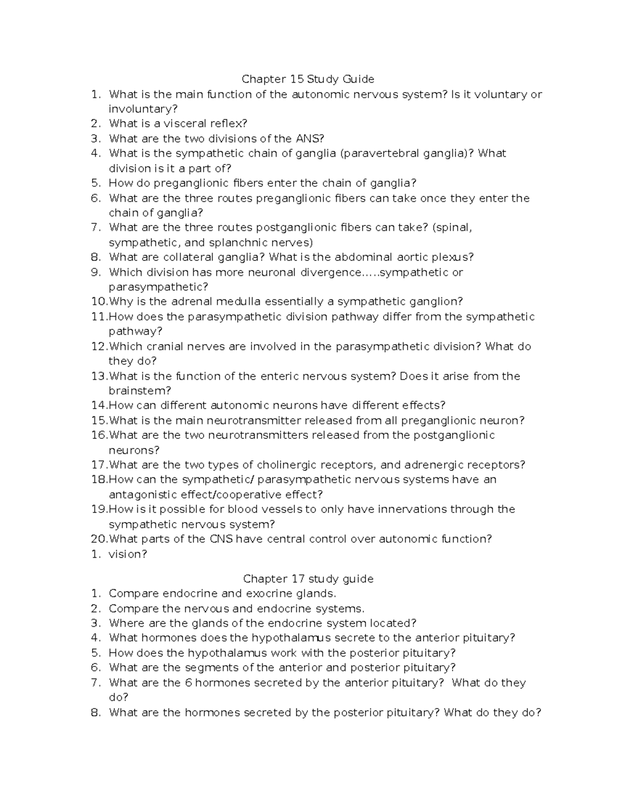 15, 17, 18, 19 Study Guide - Chapter 15 Study Guide What is the main ...