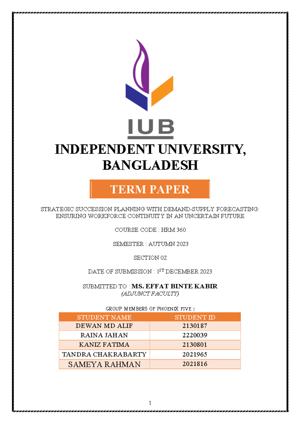 HRM360 - IBBL - ..... - INDEPENDENT UNIVERSITY, BANGLADESH TERM PAPER ...