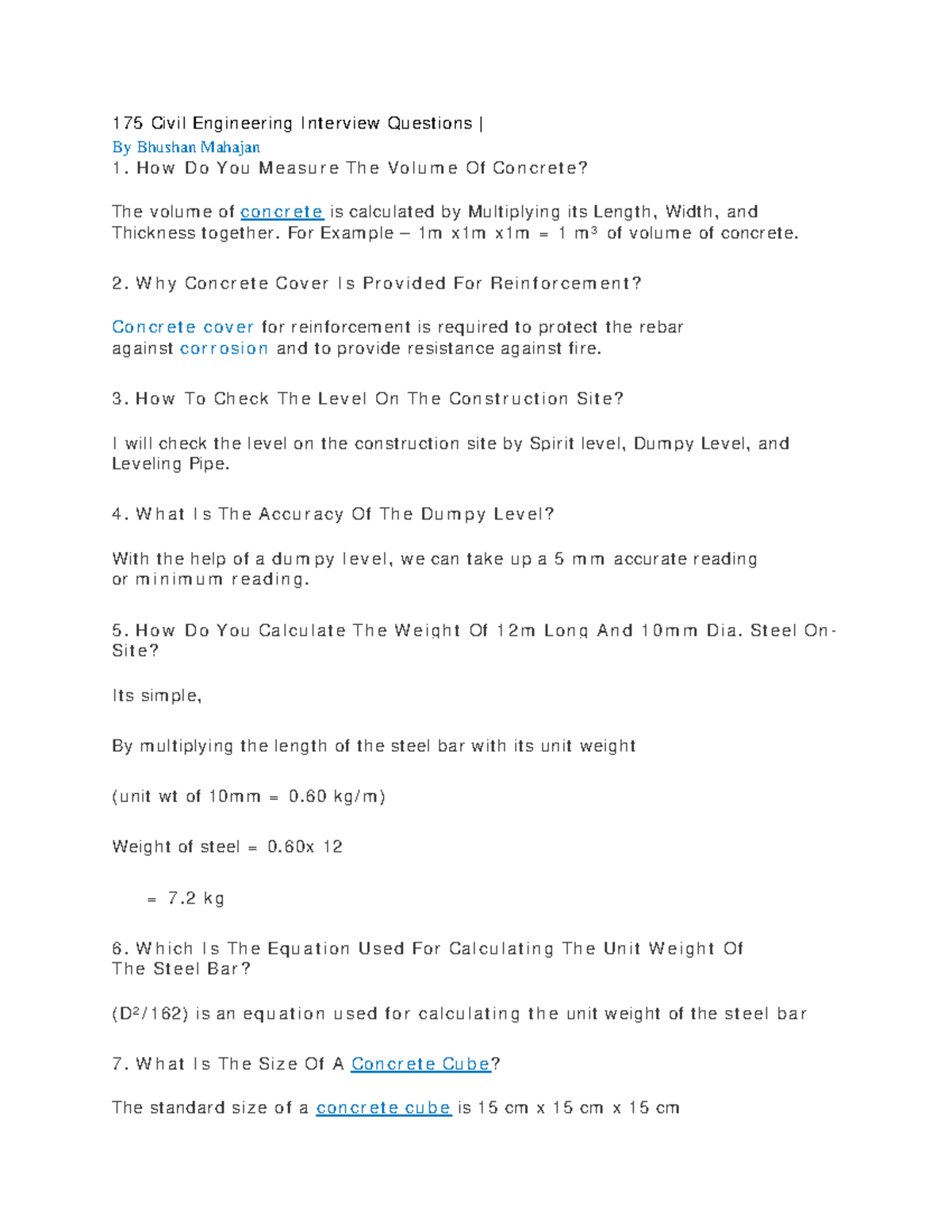 175 questions - 175 Civil Engineering I nt erview Quest ions | By ...