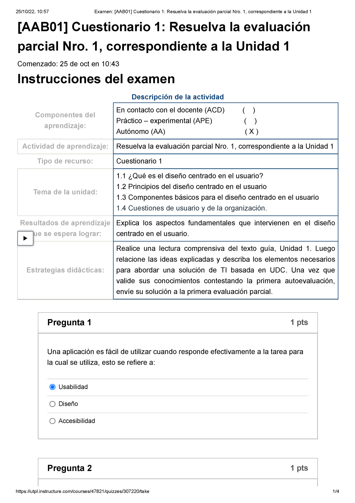 Examen [AAB01] Cuestionario 1 Resuelva La Evaluación Parcial Nro. 1 ...