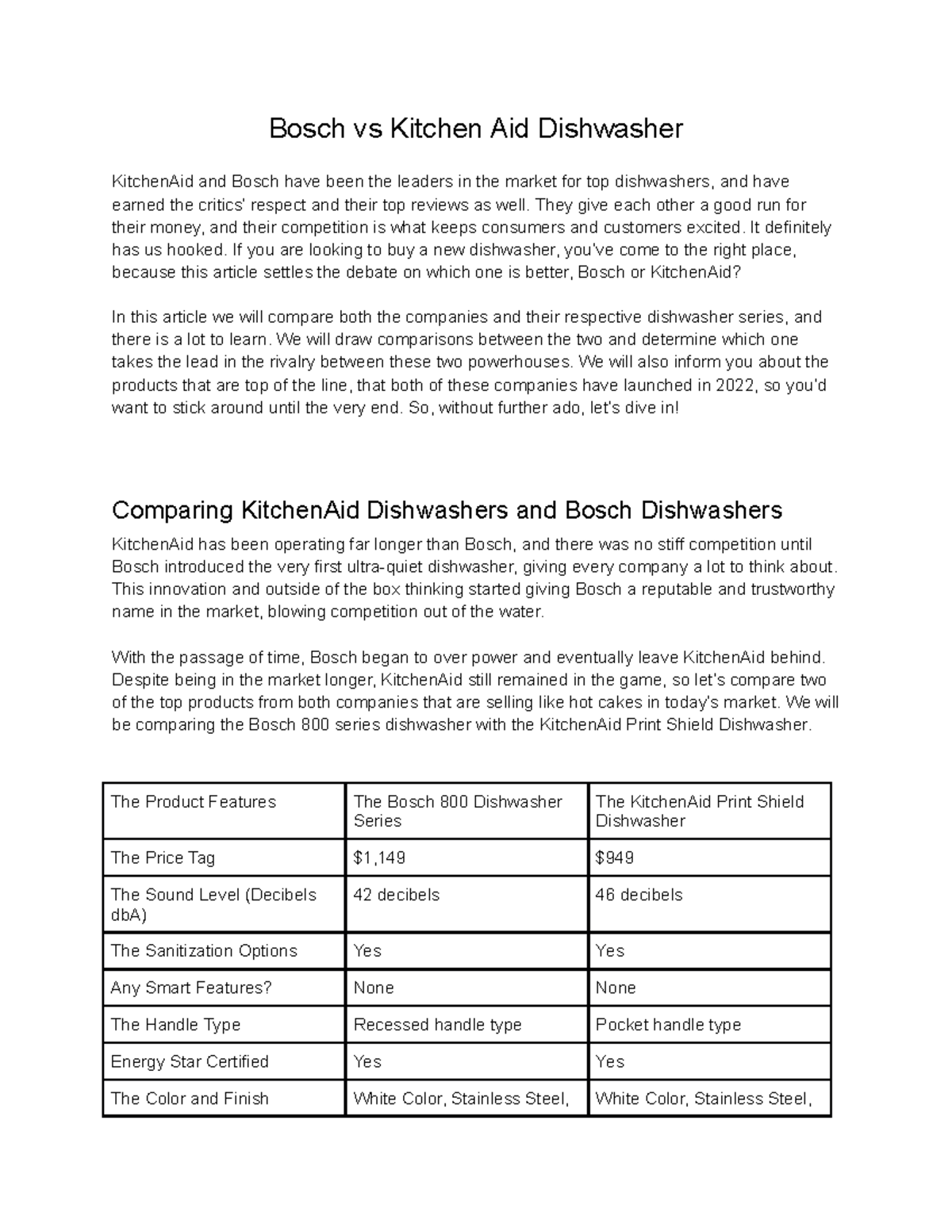 Bosch vs Kitchenaid Dishwashers Bosch vs Kitchen Aid Dishwasher