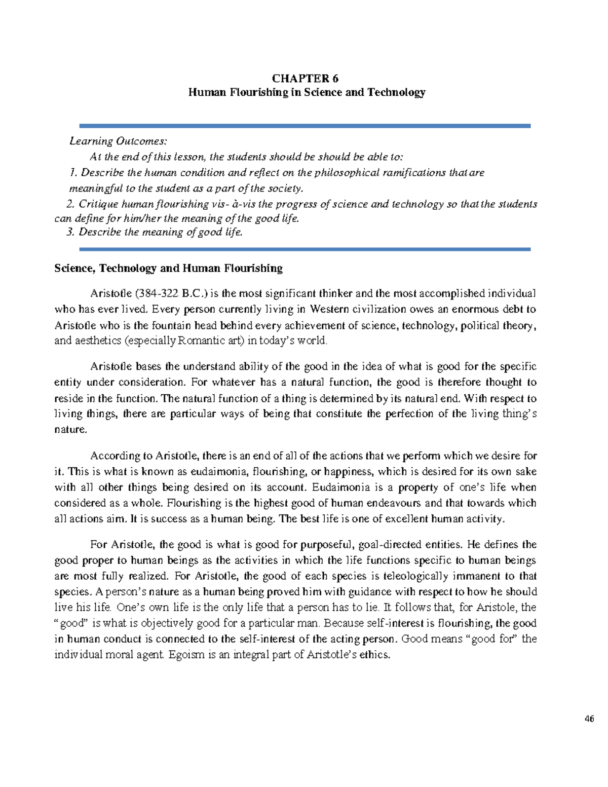 Human Flourishing in Science and Technology - CHAPTER 6 Human ...