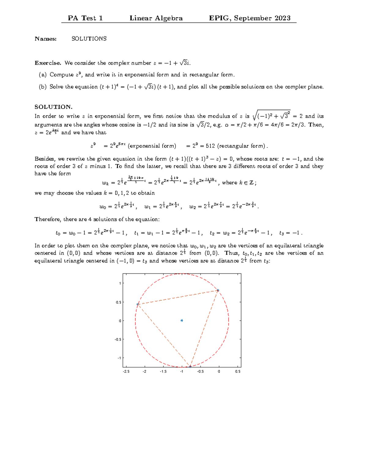 PA1 EngB 2023 Virginia - PA Test 1 Linear Algebra EPIG, September 2023 ...