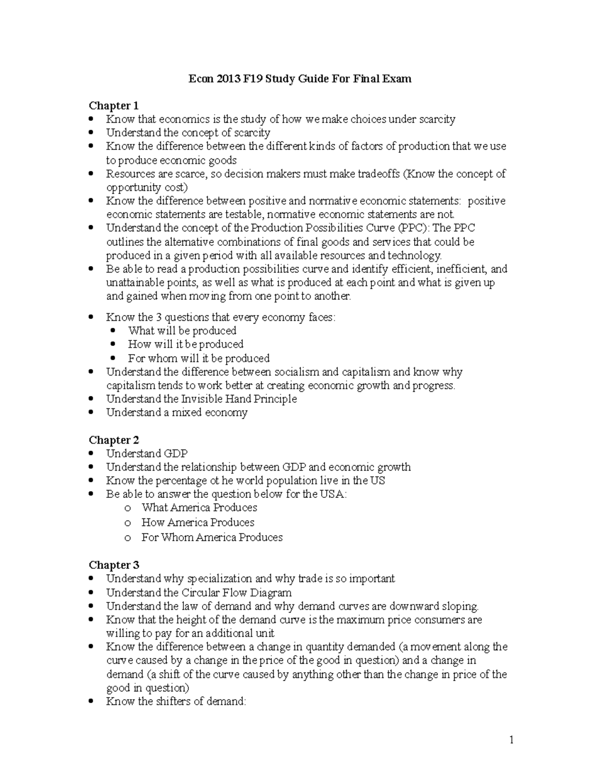 Study Guide for FInal Exam S19 Macro Online - Econ 2013 F19 Study Guide ...