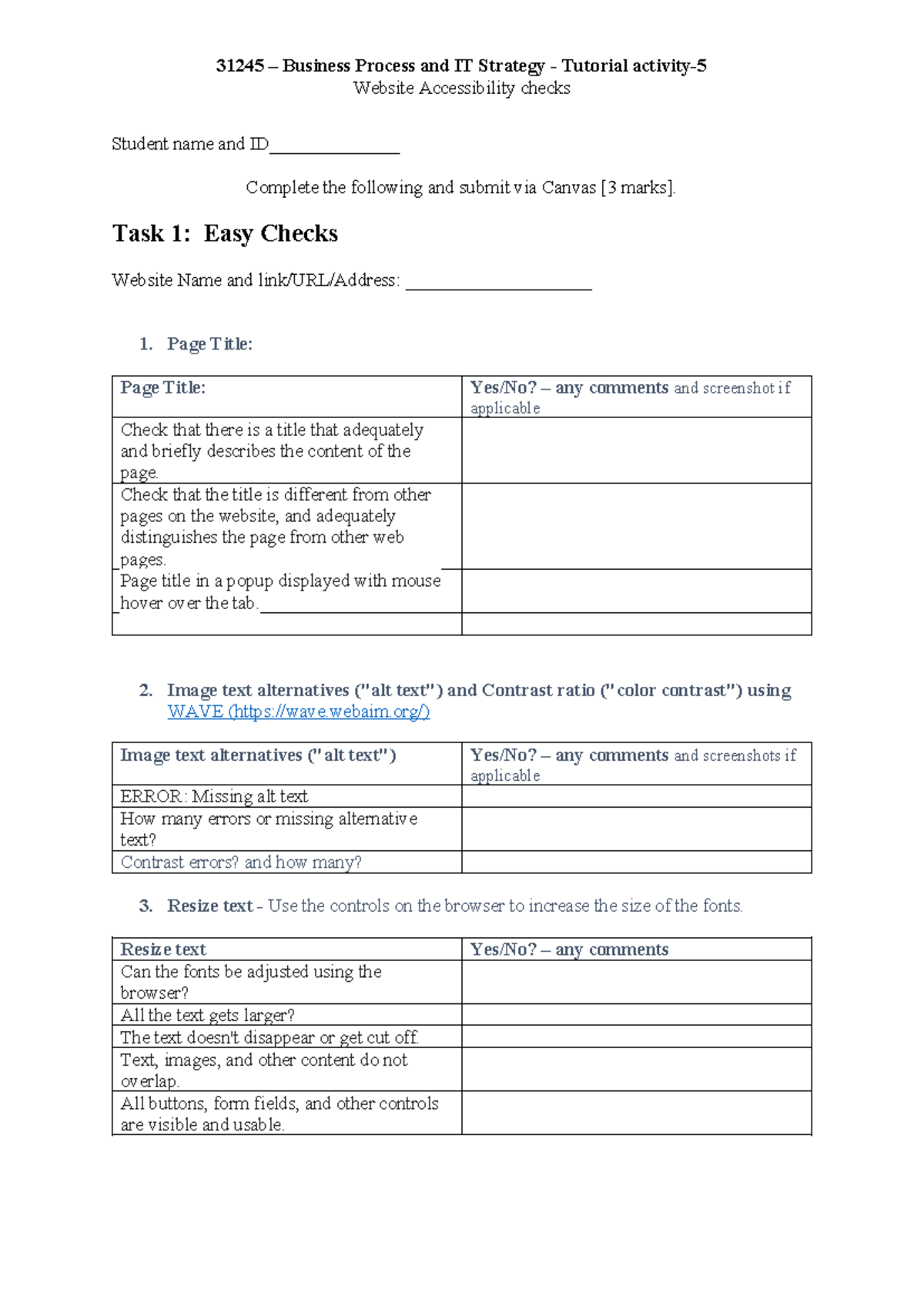 Web accessibility checks-template - 31245 – Business Process and IT ...
