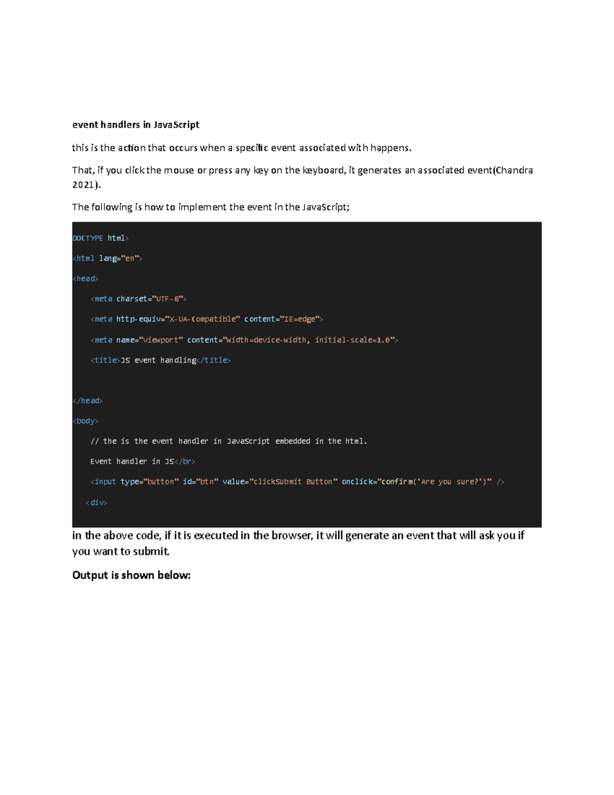 Discussion Assignment 5 Graphics - event handlers in JavaScript this is ...