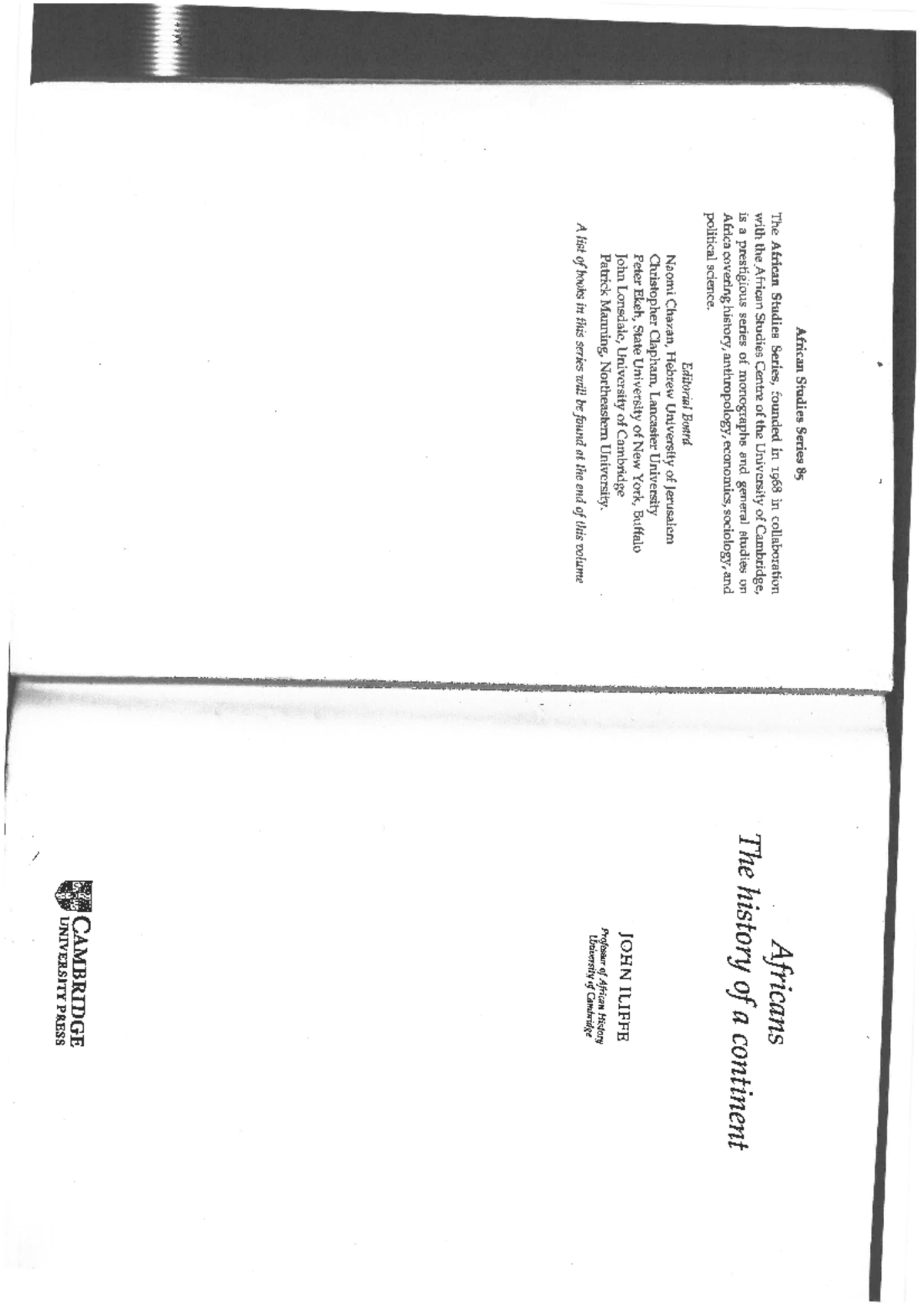 John Iliffe on Change in Africa GES 210 Studocu