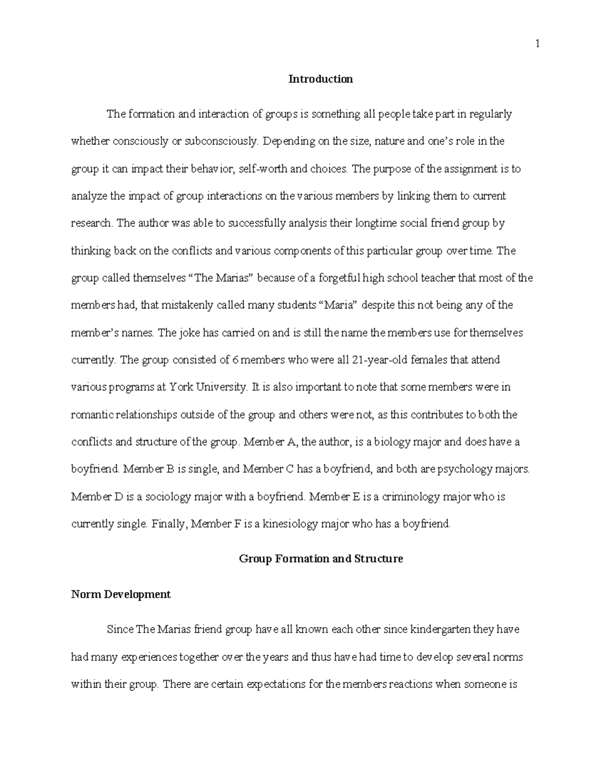 PSYC 3430 Research Assignment - Introduction The formation and ...