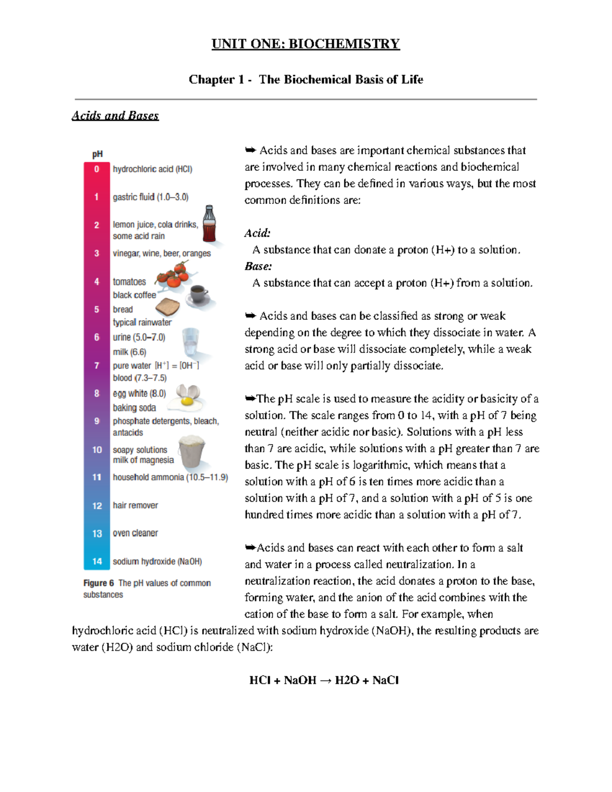 Biochemistry Chapter 1 Section 2 Pt 5 - UNIT ONE: BIOCHEMISTRY Chapter ...