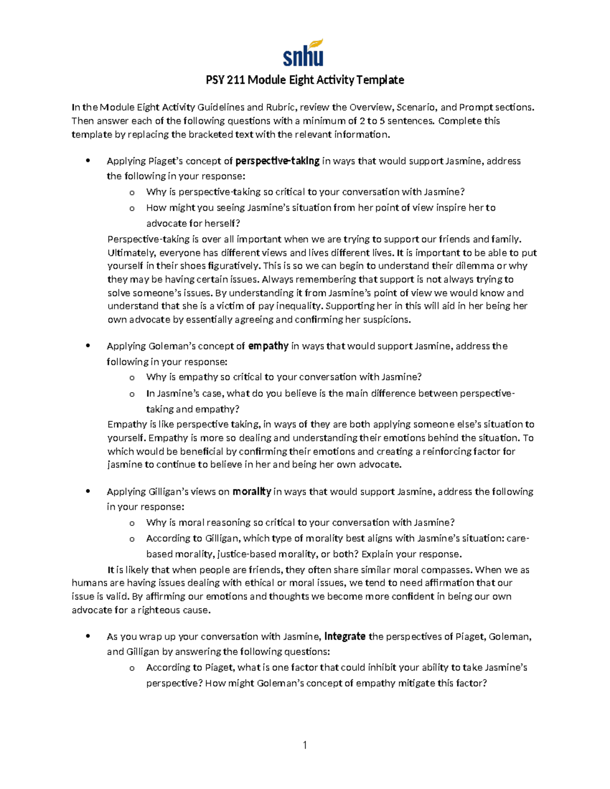 PSY 211 Module Eight Activity - Then Answer Each Of The Following ...