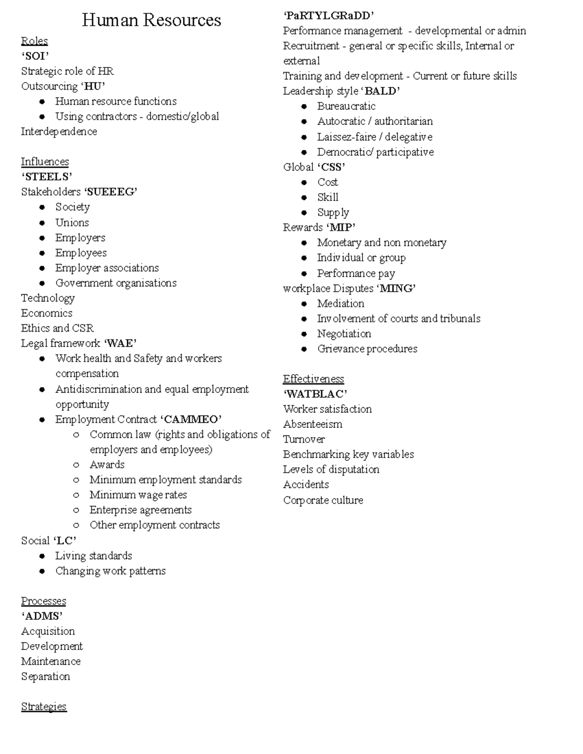 Human Resources Acronyms Human Resources Roles ‘SOI’ Strategic role