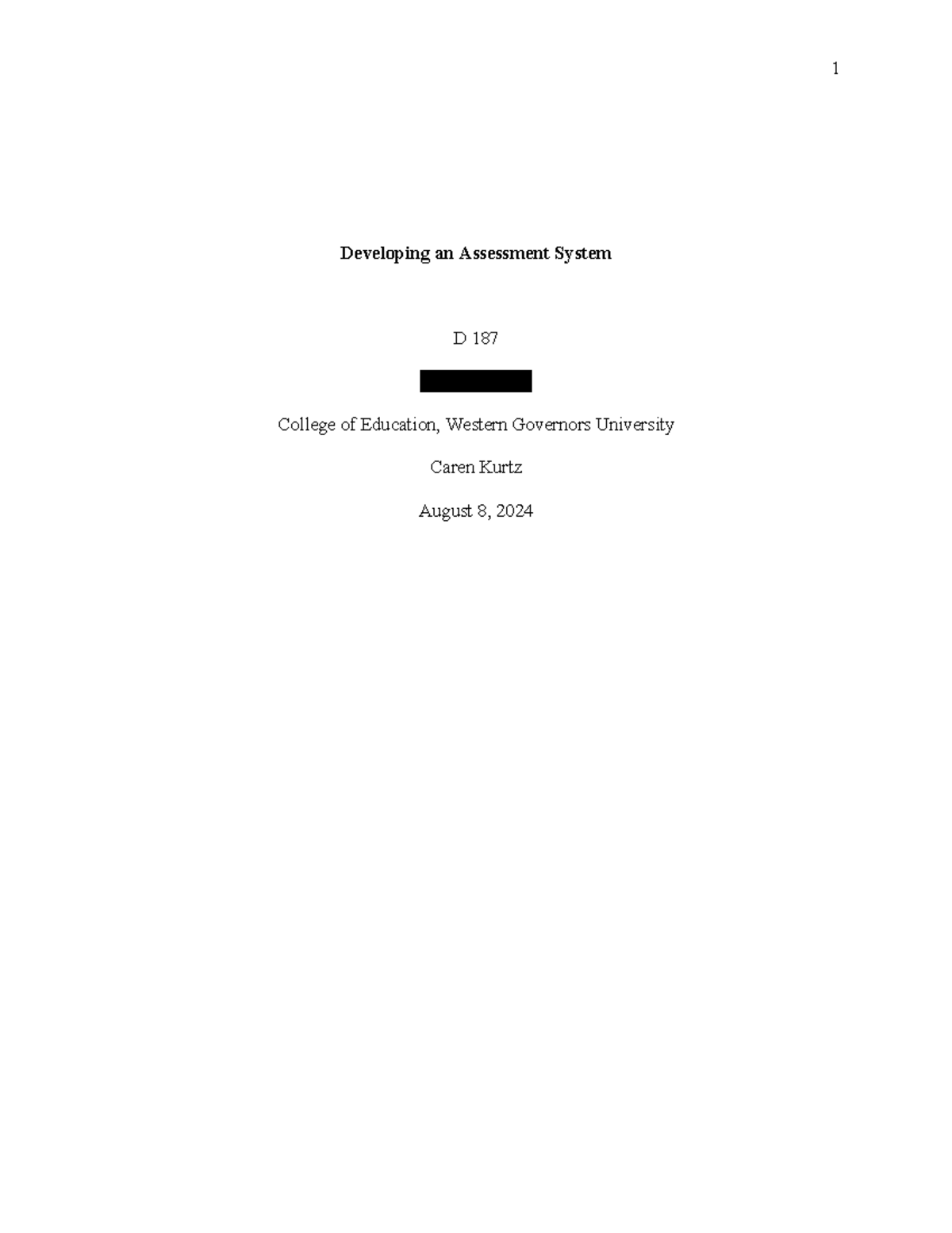 D187 Task 4 Developing an Assessment System - Developing an Assessment ...