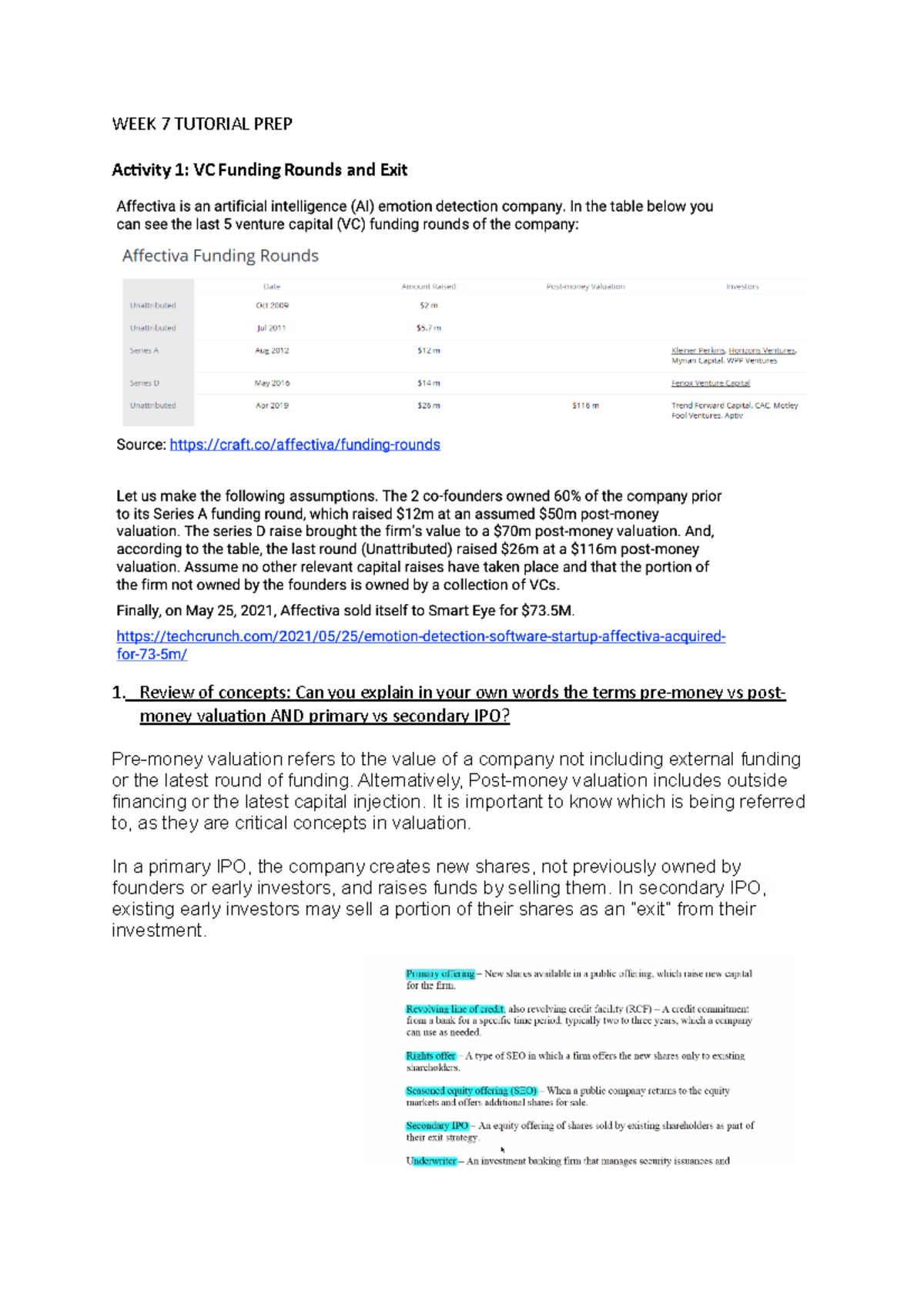 WK7 TUT Notes - WEEK 7 TUTORIAL PREP Activity 1: VC Funding Rounds And ...