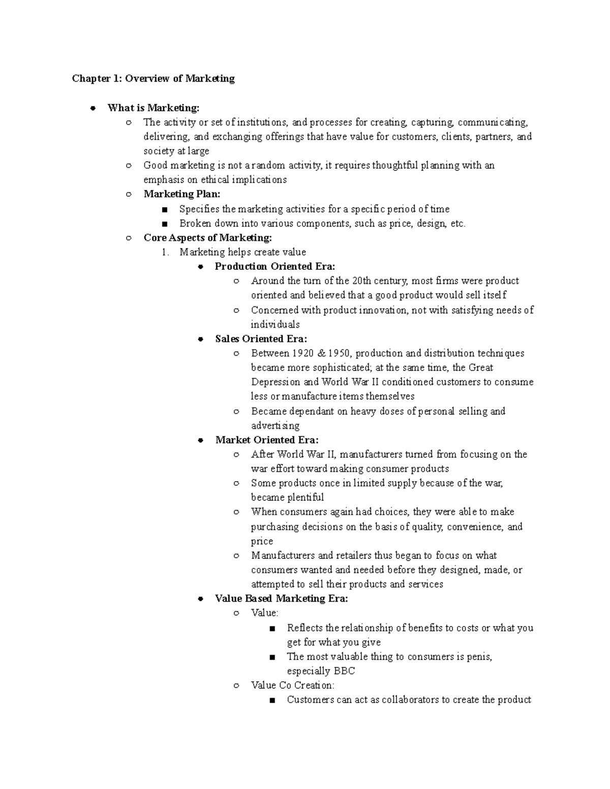 I-Core Marketing Midterm - Chapter 1: Overview of Marketing What is ...