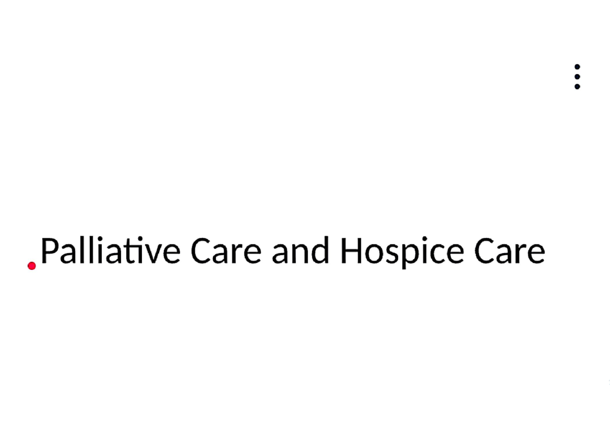 Palliative care - Clinical medicine - Studocu