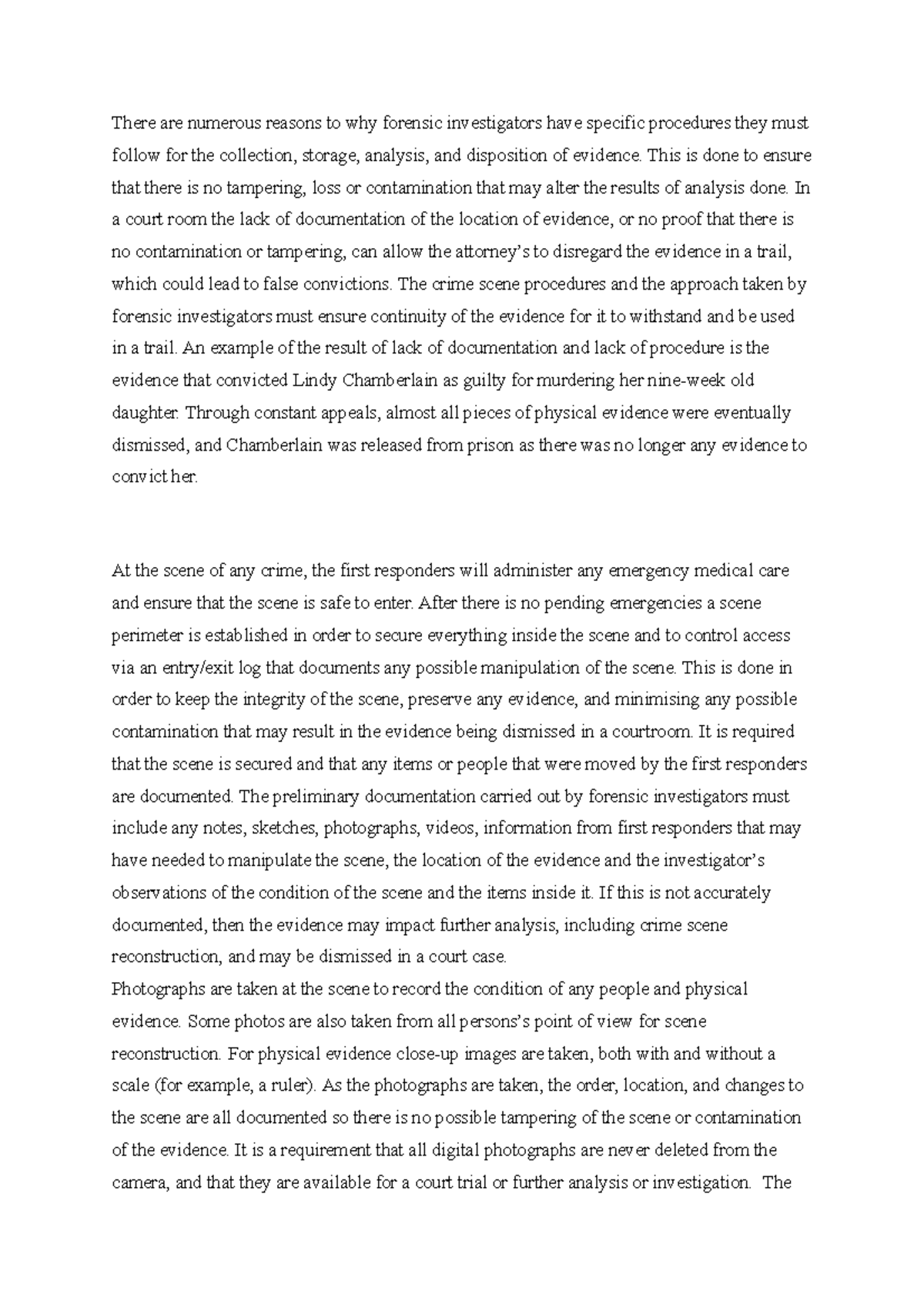 FORS1000 Essay - 75% score - There are numerous reasons to why forensic ...