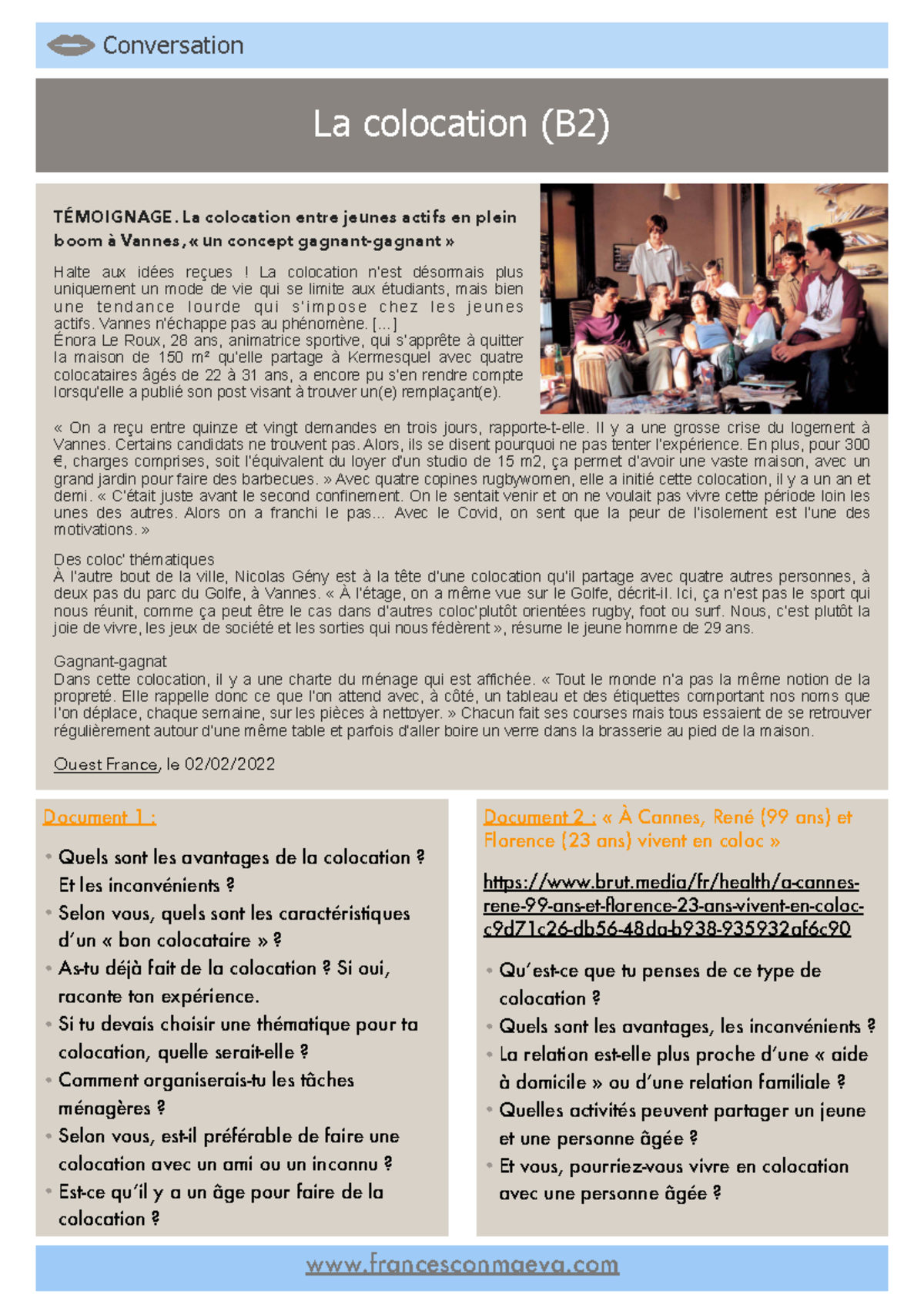 La colocation (PDF 2) - ffff - La colocation (B2) Conversation ...