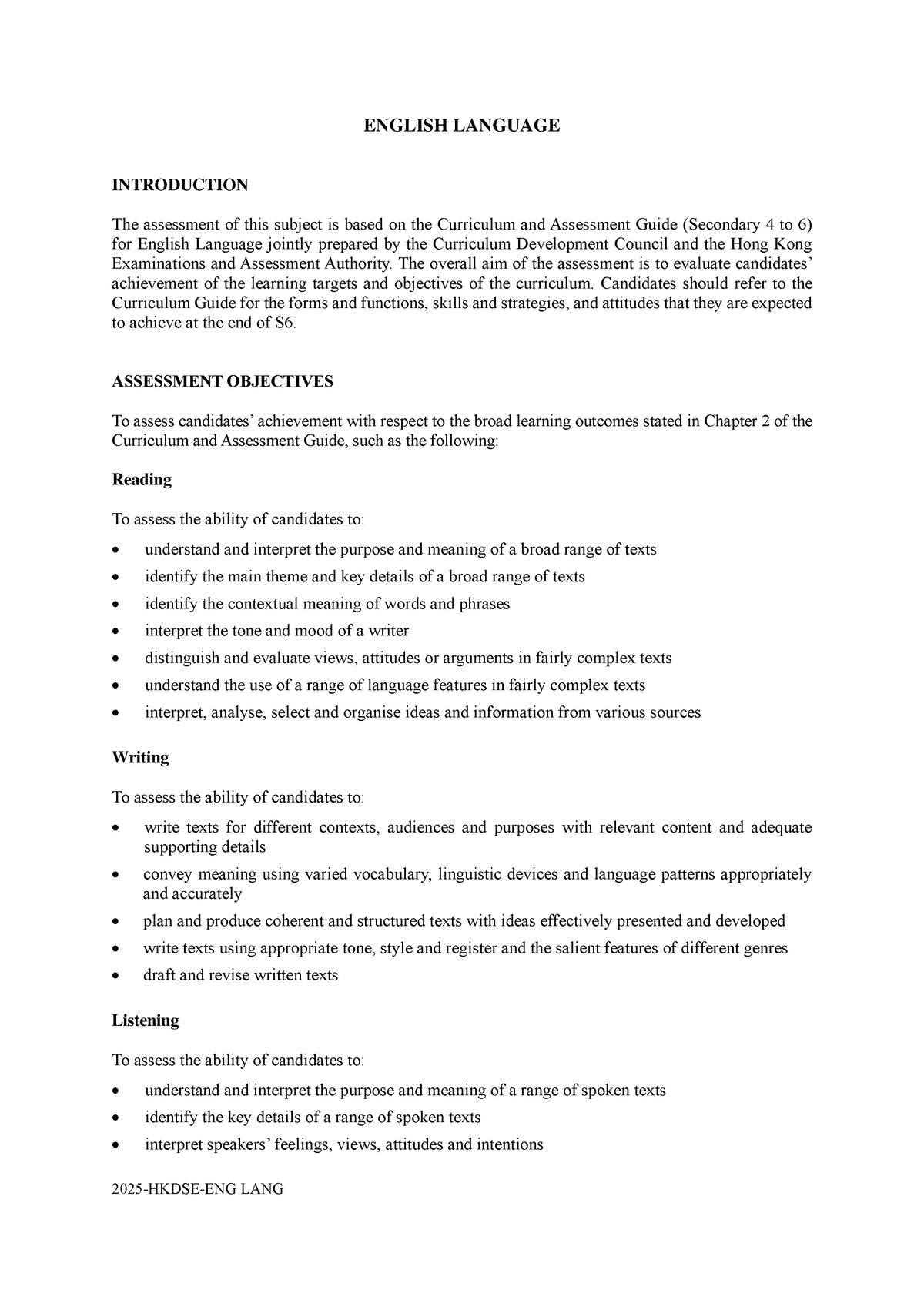 2025 Hkdse English Language Assessment Framework General Physics I 