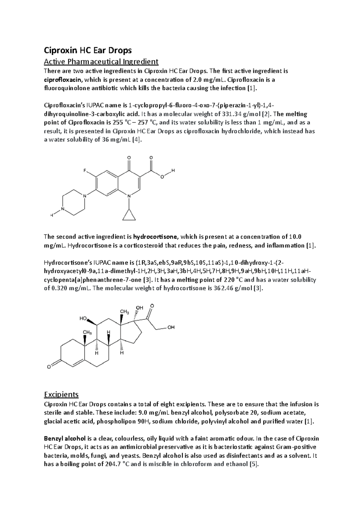 Liquid Formulation Ciproxin HC Ear Drops Ciproxin HC Ear Drops