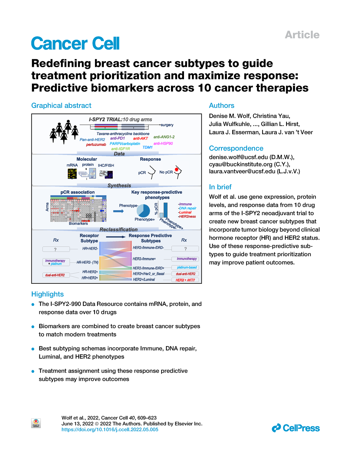 Redefining breast cancer subtypes to guide treatment prioritization and ...