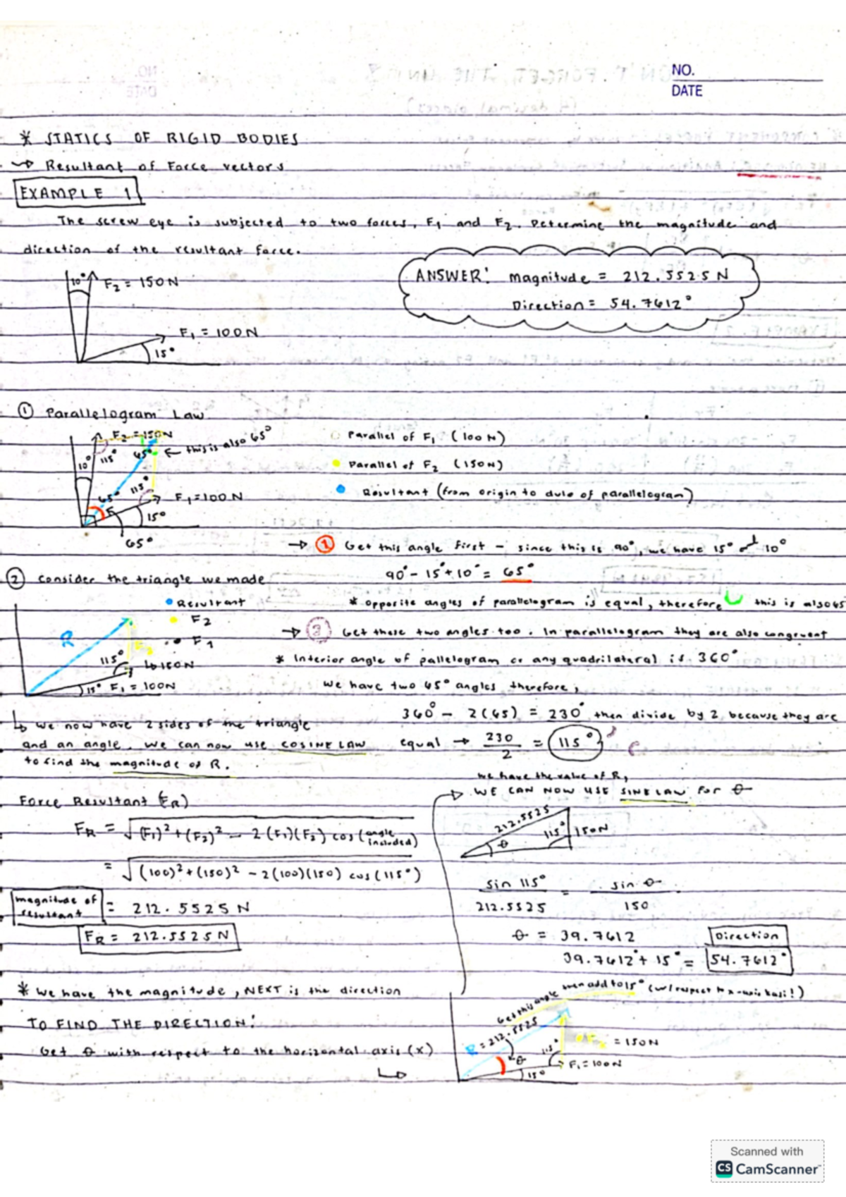 Statics of Rigid Bodies notes - NO. DATE STATICS OF RIGID BODIES ...