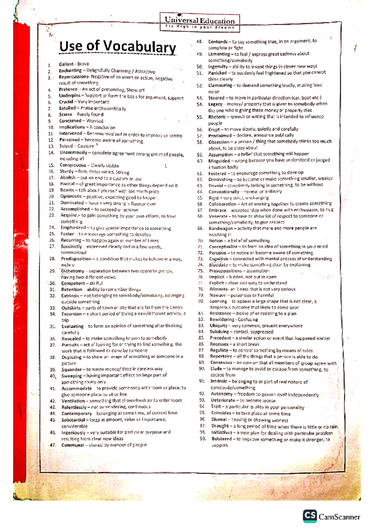 Vocabs - Studocu