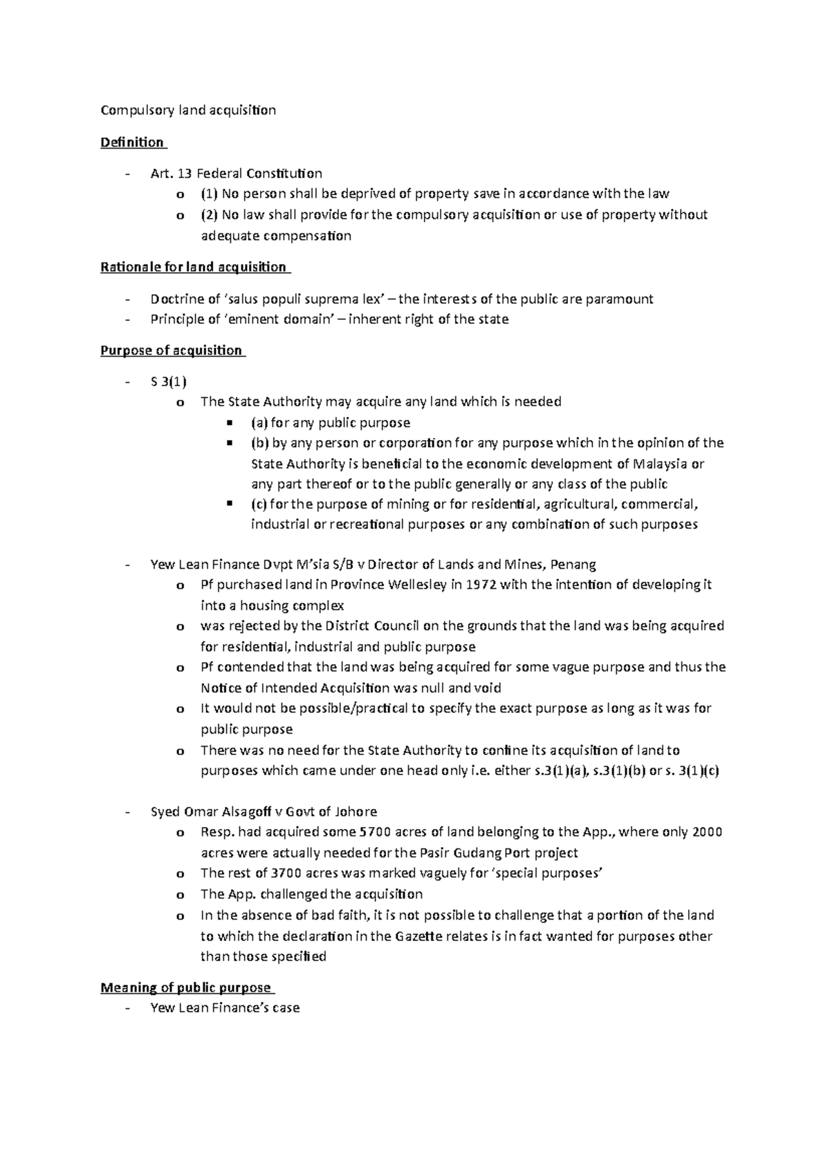 Compulsory Land Acquisition - Compulsory Land Acquisition Definition 