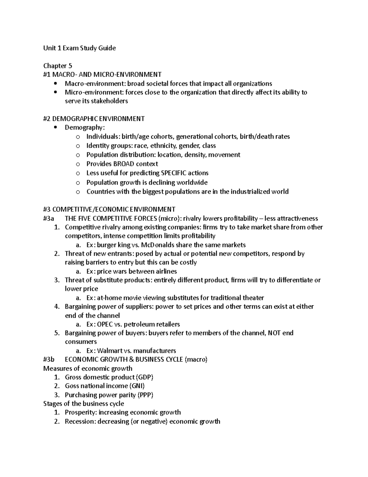 Exam Study Guide - Unit 1 Exam Study Guide Chapter 5 #1 MACRO- AND ...