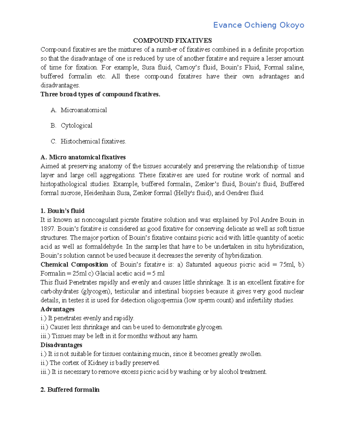 Compound Fixatives histology COMPOUND FIXATIVES Compound fixatives