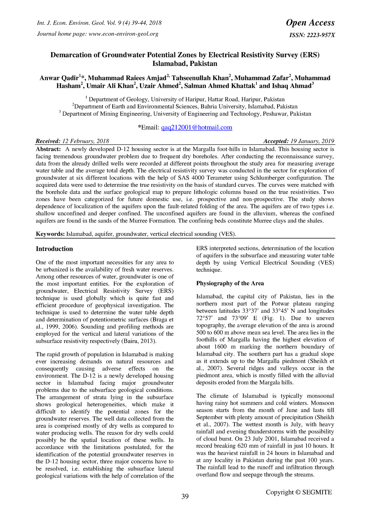 Geology in perspective - Qadir et al. /Int.J.Econ.Environ.Geol. 9(4) 39 ...