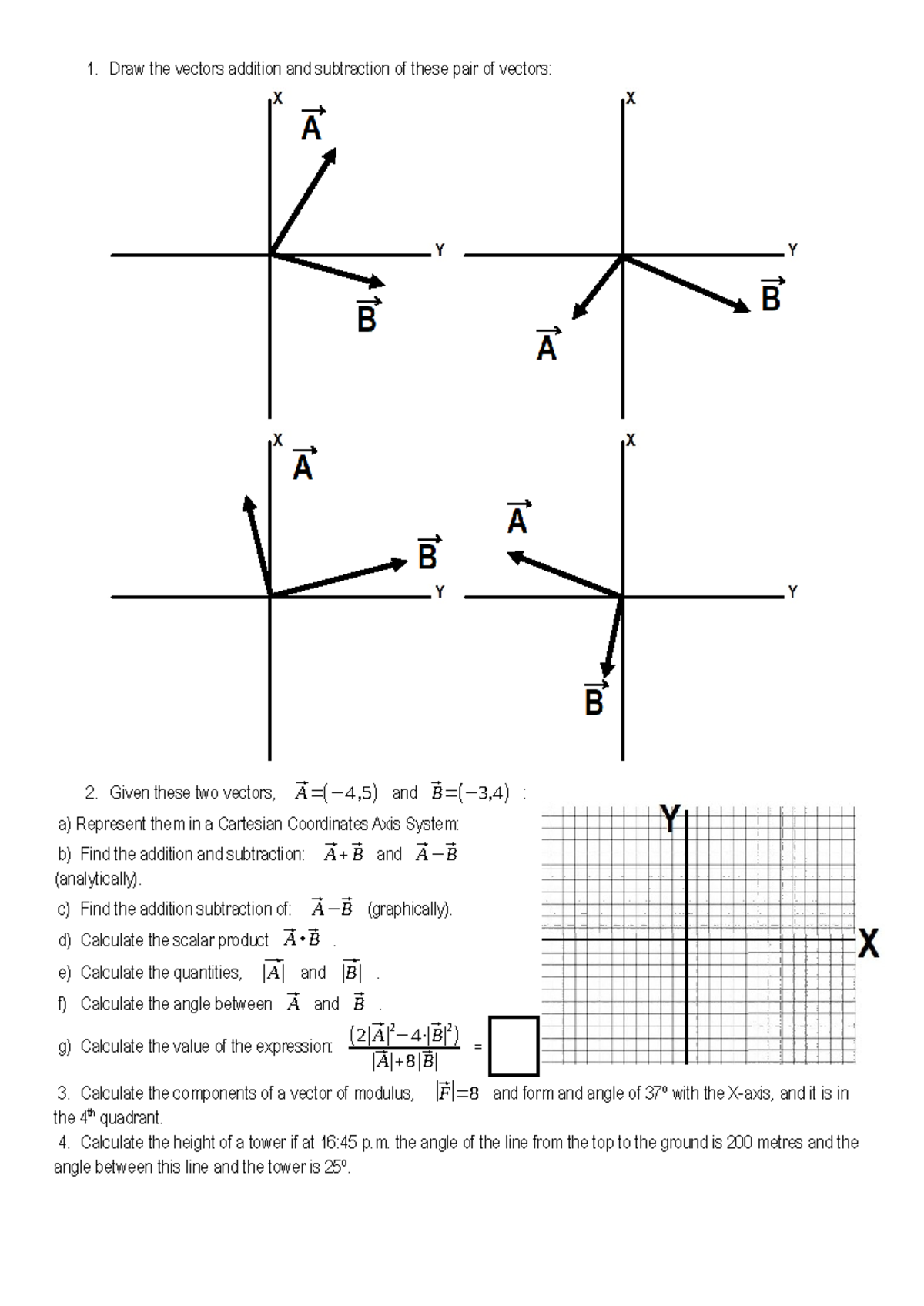 24 25-Vectors Excercises Change of Units - Draw the vectors addition ...