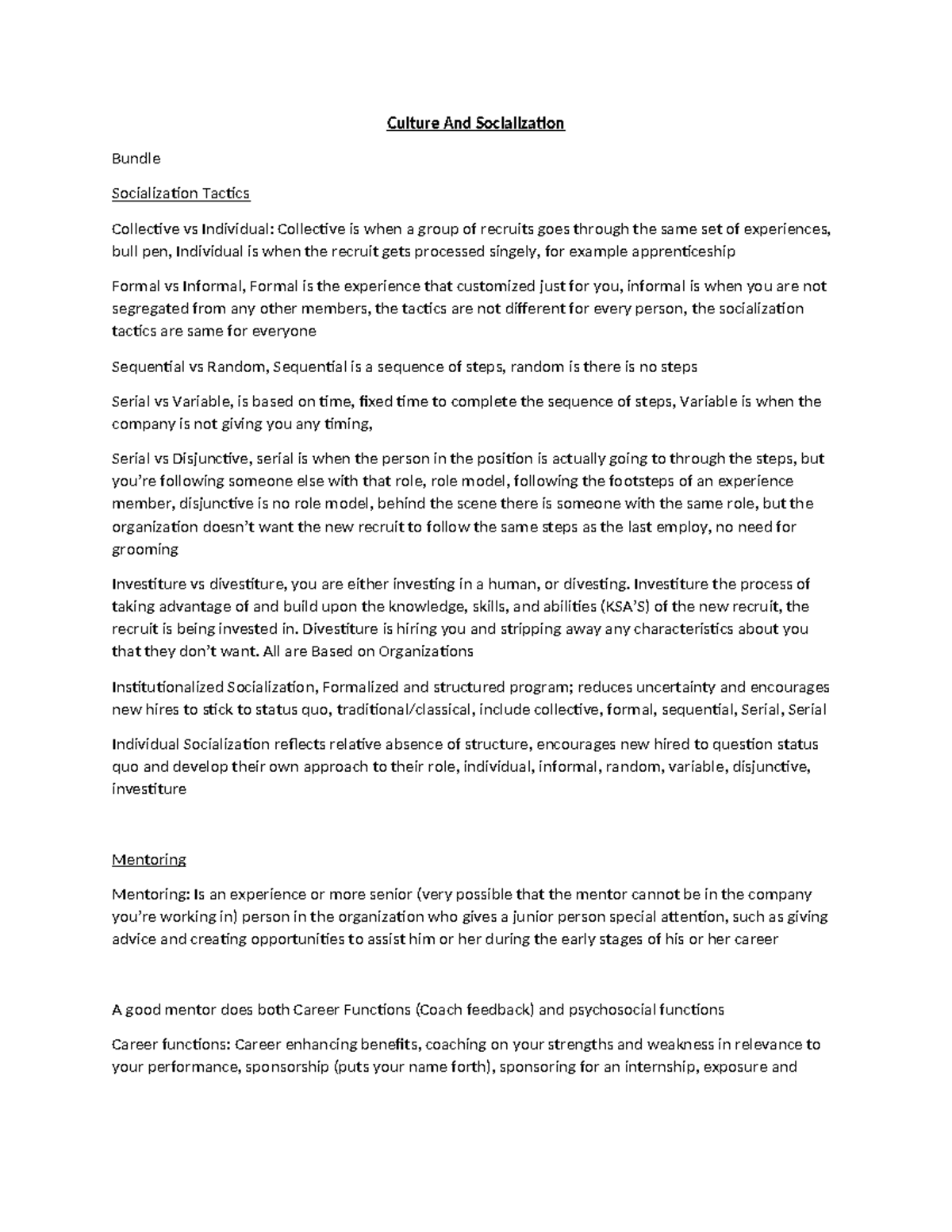 Socialization - Culture And Socialization Bundle Socialization Tactics ...