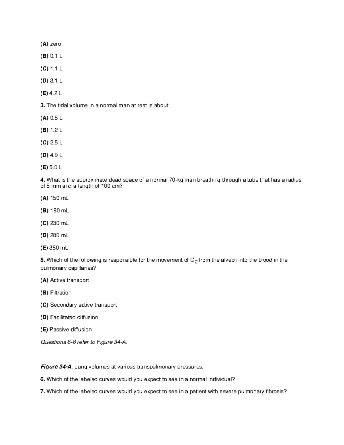 Ganong Review of Medical Phys12116037 (A) zero (B) 0 L (C) 1 L