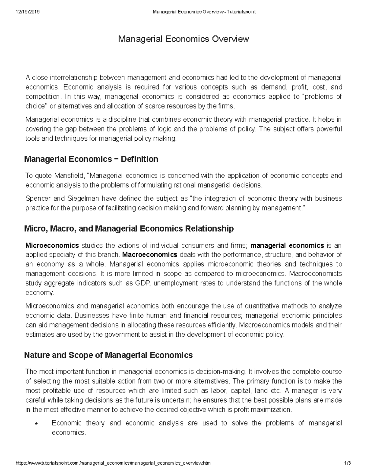 case study managerial economics