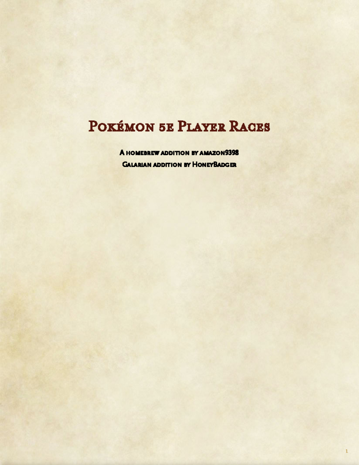 Pokemon 5e Player Races - Pokémon 5e Player Races A homebrew addition ...