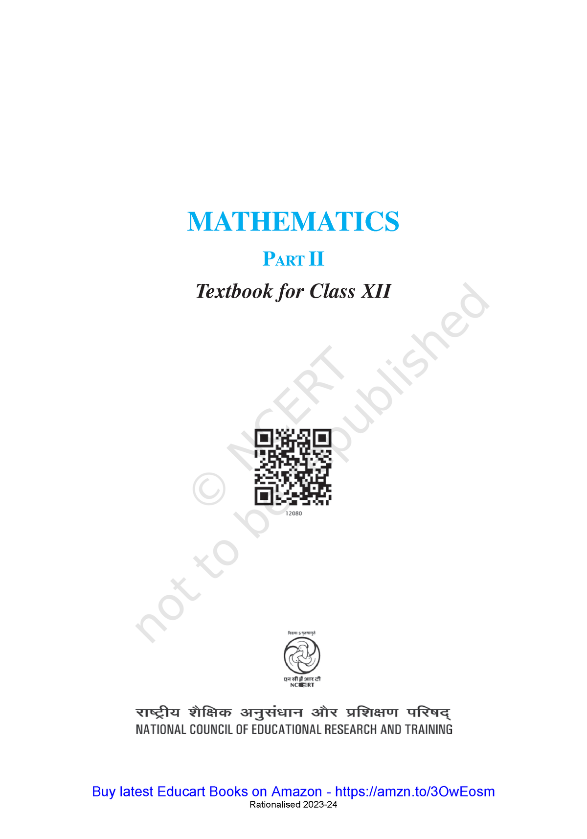 Ncert Class 12 Maths Book (Part II) - Buy Latest Educart Books On ...