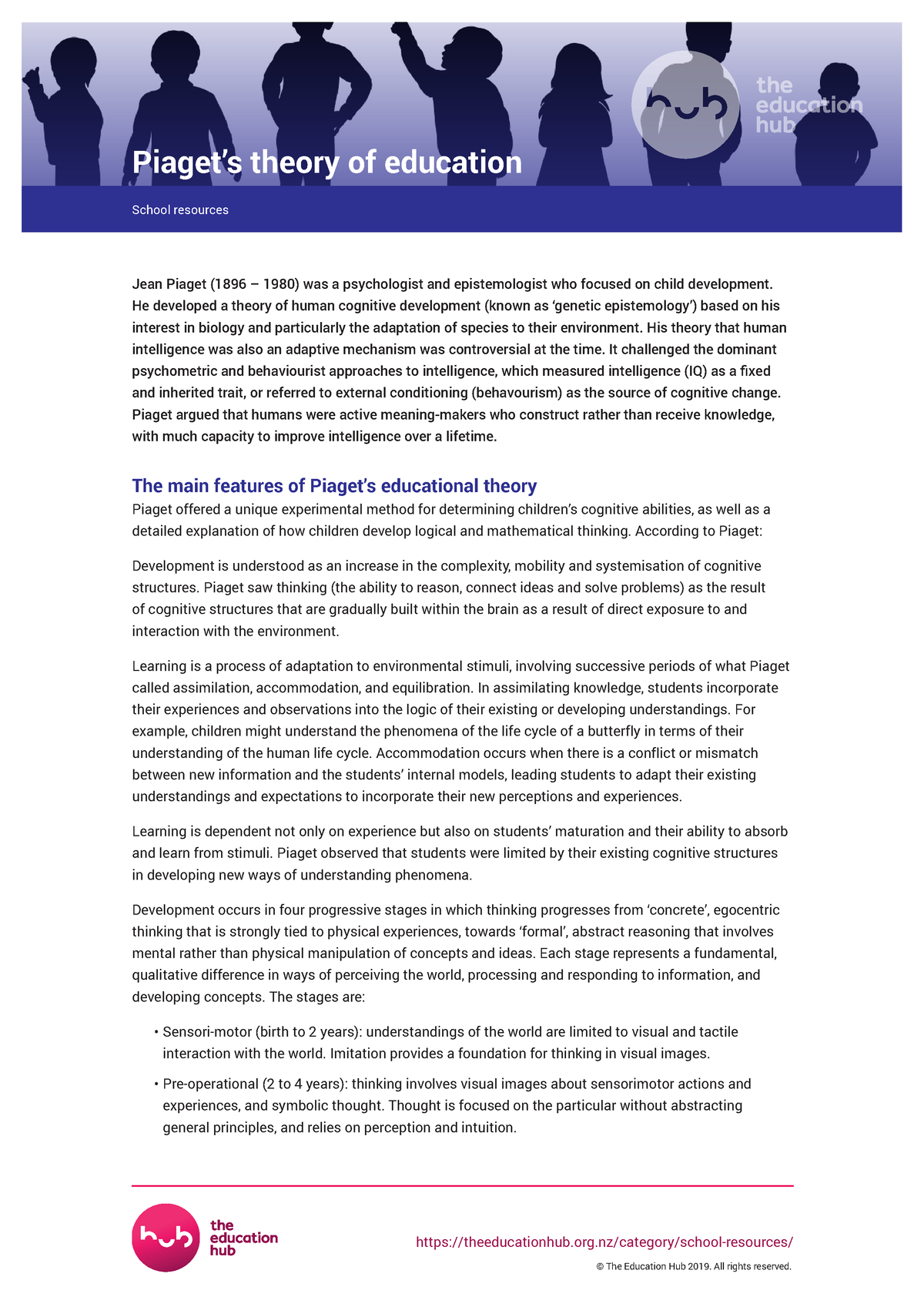 Piagets theory of education 1 Page 1 theeducationhub