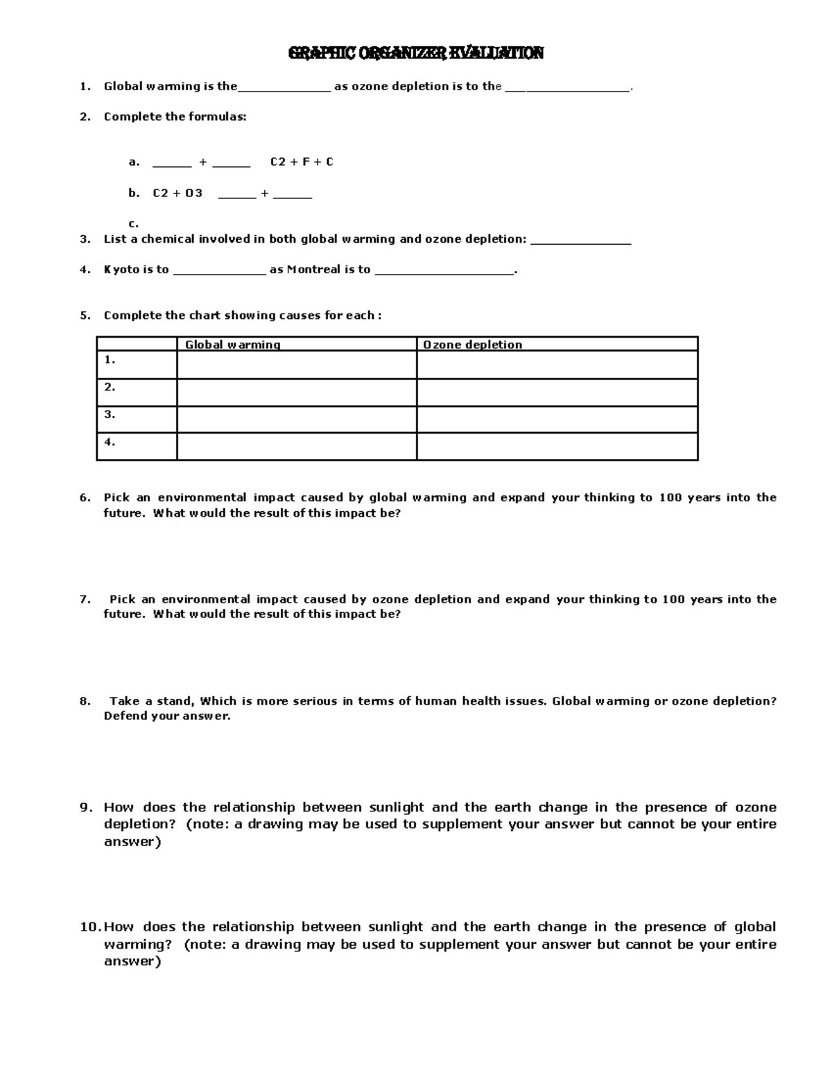 Ch. 19 20 Graphic Organizer - GRAPHIC ORGANIZER EVALUATION Global ...
