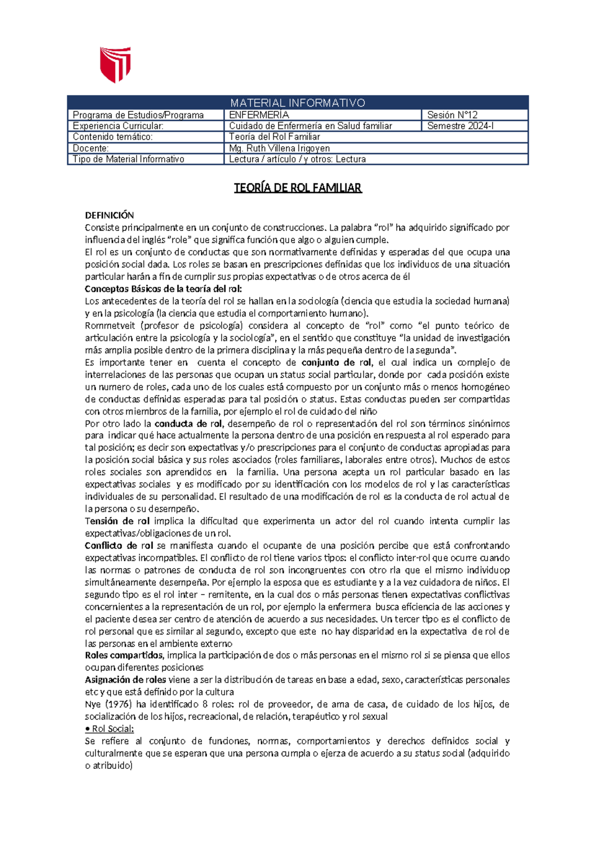 Rol familiar mat inf - MATERIAL INFORMATIVO Programa de Estudios ...