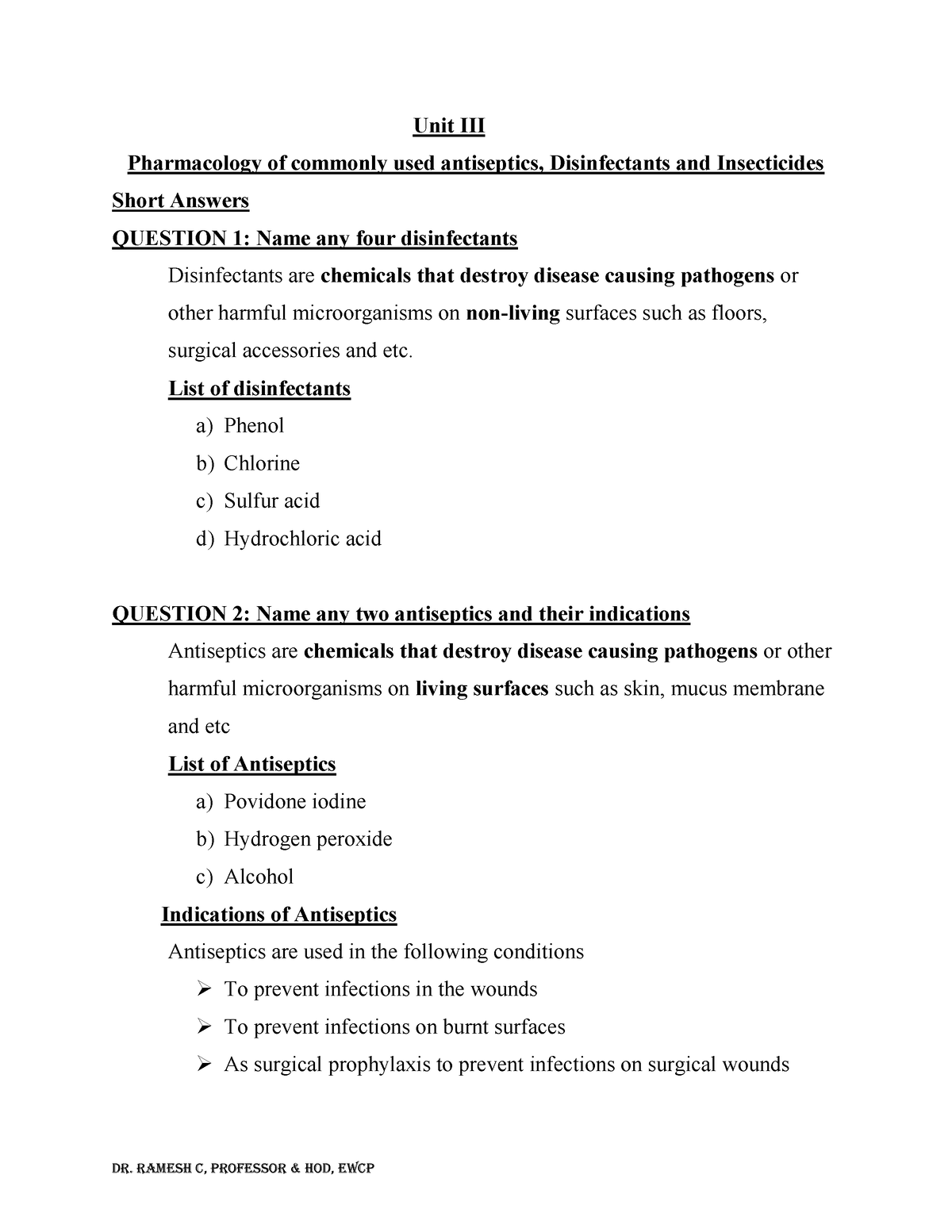 3. Pharmacology Unit III - Dr. Ramesh C, Professor & HOD, EWCP Unit III ...