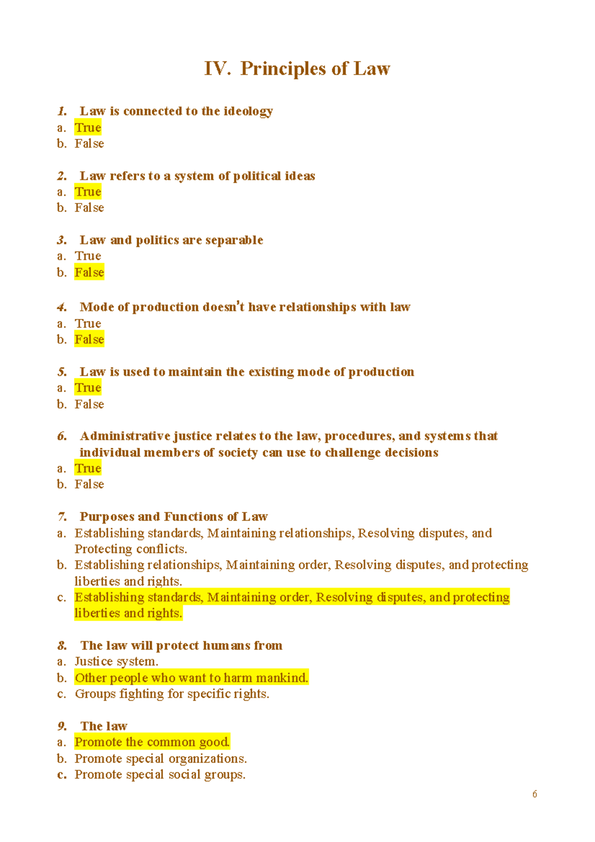 Lesson 4. Principles of Law - 6 IV. Principles of Law 1. Law is ...