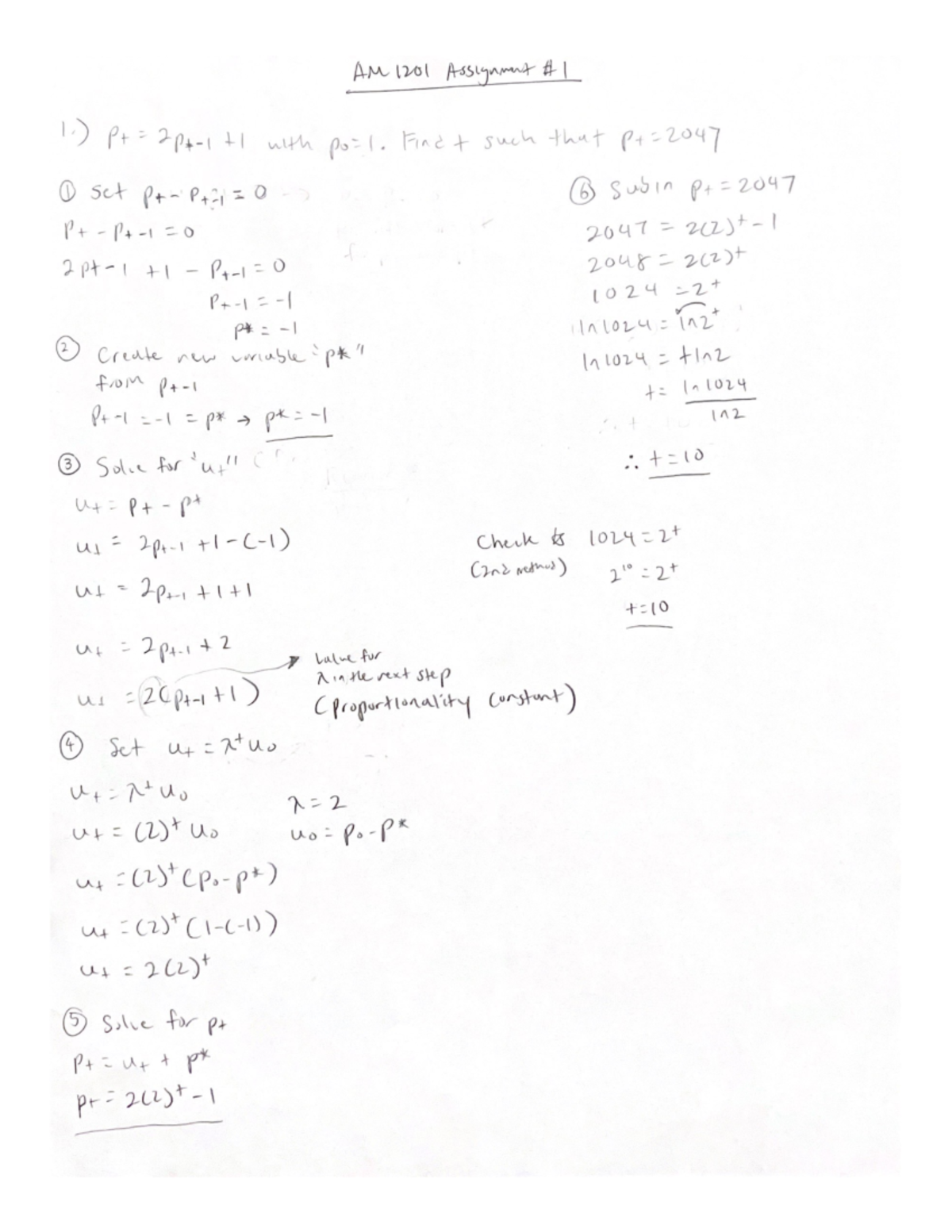 Applied Math Assignment 1 - Using Python to check our work for question ...